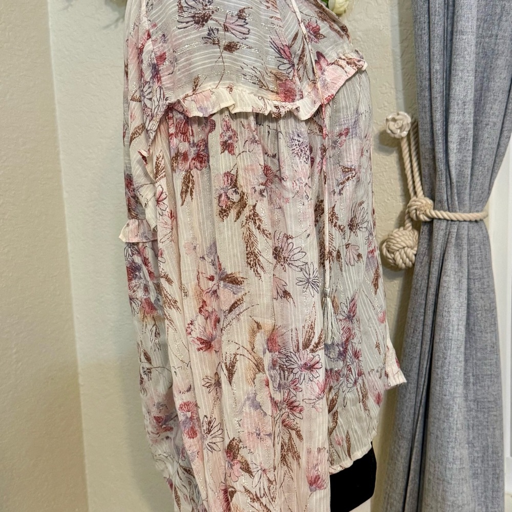 NEW Lovestitch Floral Double Long Sleeve Peasant Top Size Medium M - NEW - NWT - Picture 3 of 6